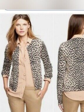 J. Crew Women's Leopard Print Cardigan Size PM